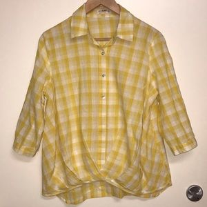 🌴3/$20 4Our Dreamers Checkered Top Yellow White